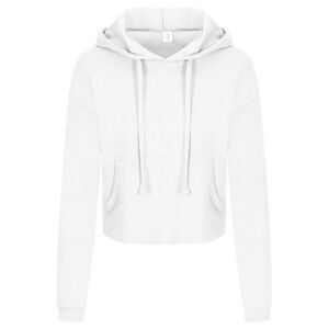 Awdis Womens/Ladies Girlie Cropped Hoodie / Arctic White